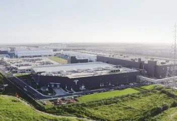 Aerial view of Tesla's Gigafactory in Shanghai